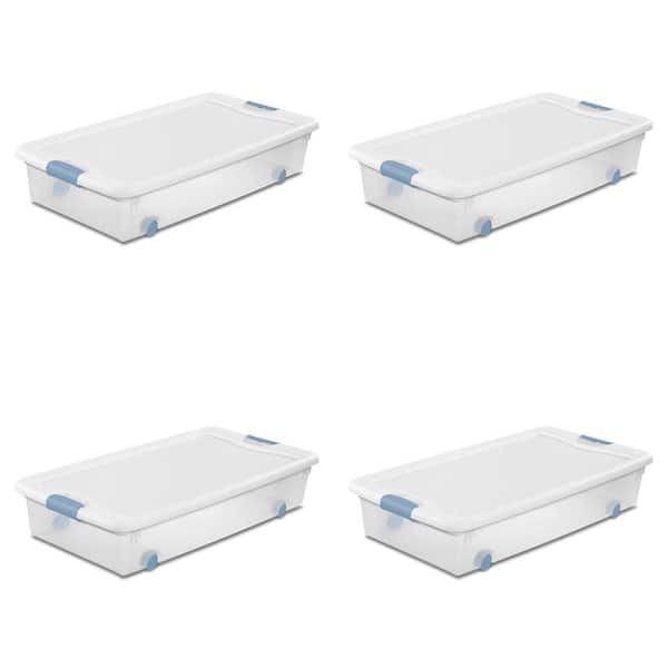 Sterilite 56 qt. Latching Stackable Wheeled Storage Container with Lid (4-Pack)
