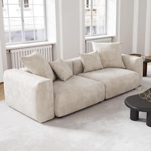 102 in. Corduroy Upholsterd Modular Large (2 Seats) Sofa Minimalism Loveseat Couch in Beige