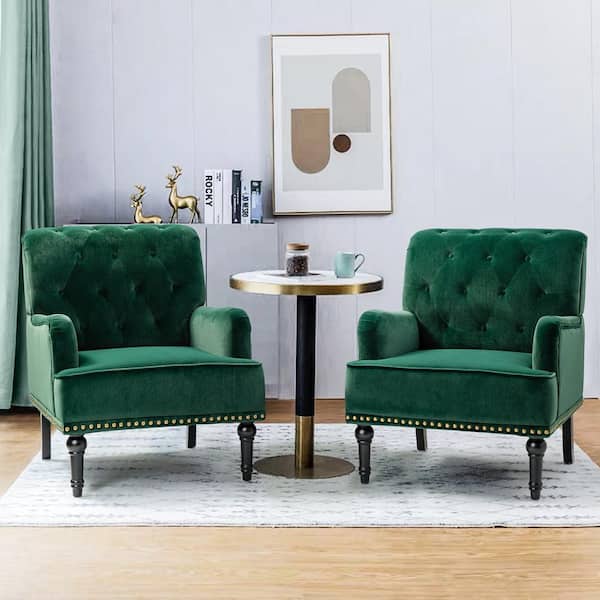 Emerald green velvet accent chair hotsell