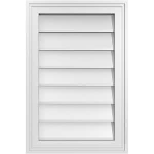 16 in. x 24 in. Vertical Surface Mount PVC Gable Vent: Decorative with Brickmould Frame