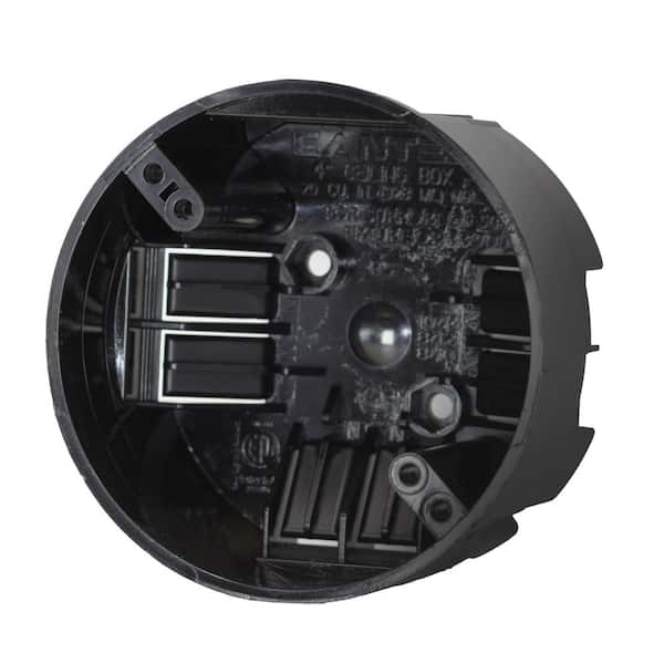 New Work 20 cu. in. Deep Round Electrical Ceiling Fan Box with Wiring Clamps and Screws, 35-lb. Capacity, Black