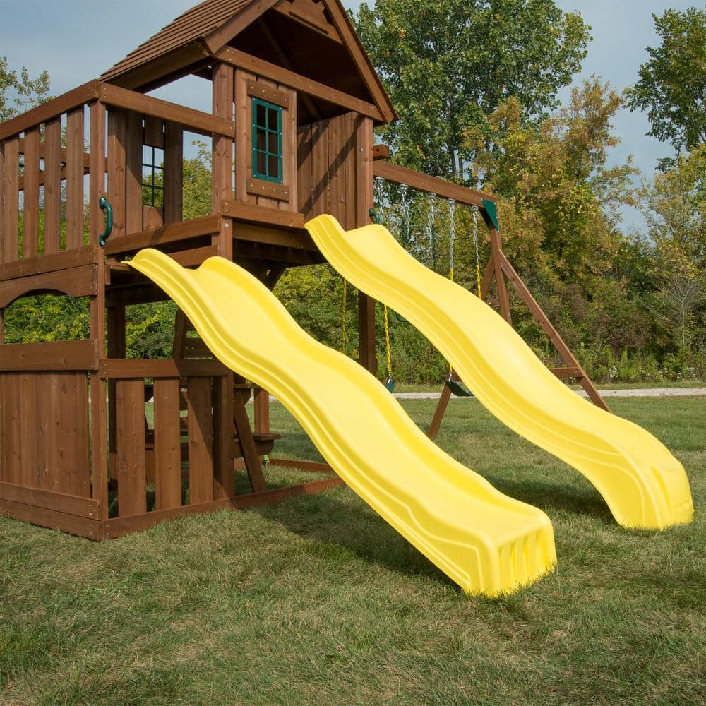 Castlebrook Large Wooden Play Swing Set with Slides and Clubhouse