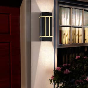12 in. Matte Black Aluminum Hardwired LED Outdoor Wall Lantern Sconce