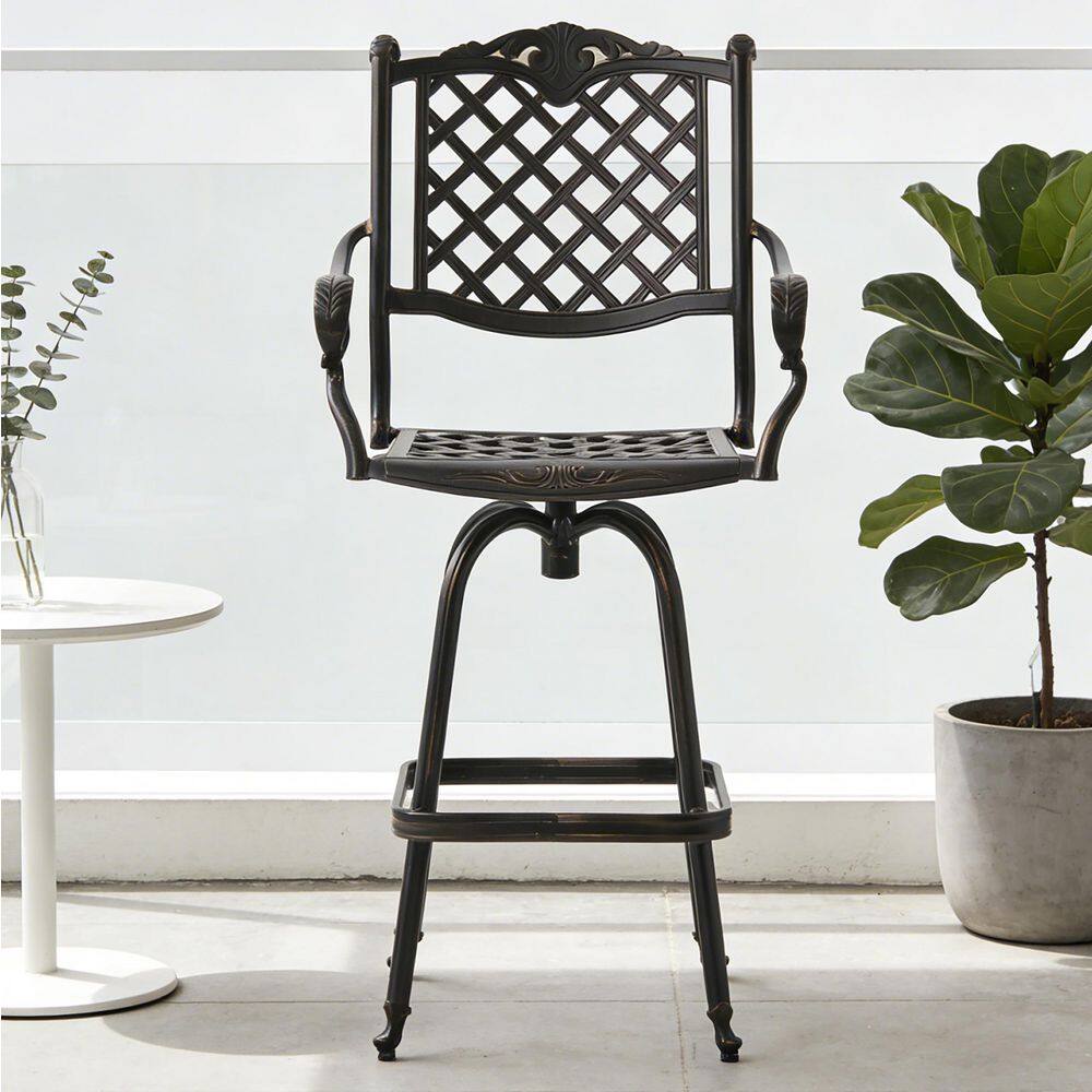 Copper Cast Aluminum Swivel Outdoor Patio Bar Stool price history on PriceWatchPro