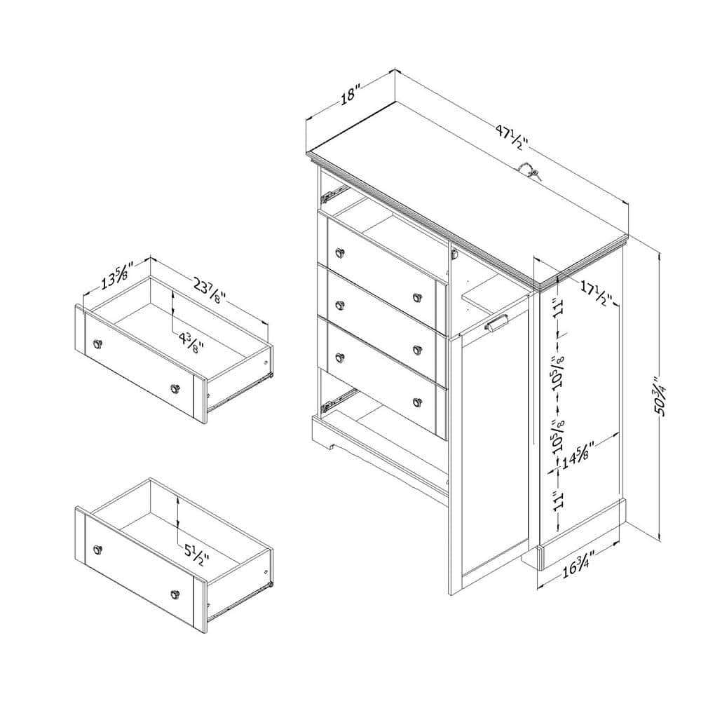Winter Oak Cottage 5-Drawer Combo Dresser