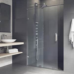 Ryland 60 to 62 in. W x 73 in. H Track Sliding Frameless Shower Door in Stainless Steel with 3/8 in. (10mm) Clear Glass