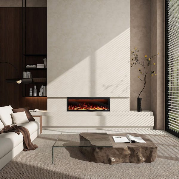Clihome 50 in. Wall Mounted/Embedded Electric Fireplace Insert with WIFI and Remote Control