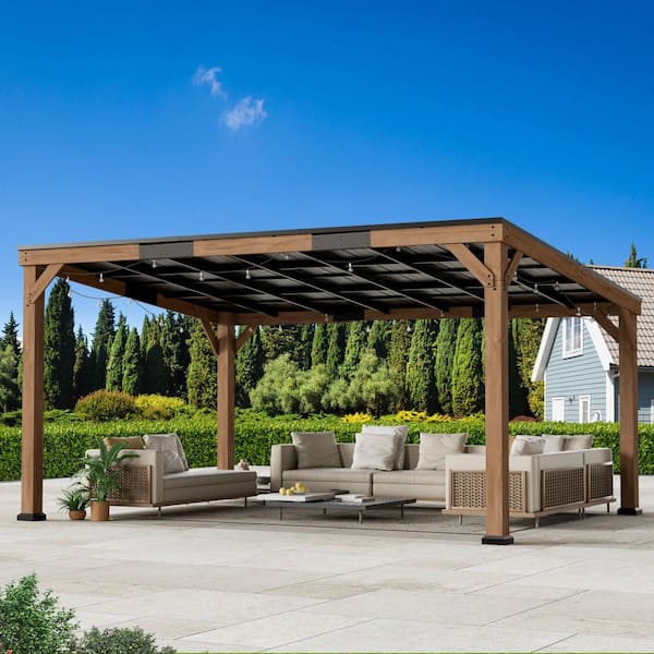 Ultra Series Cedar Wood Gazebo 12 ft. x 16 ft. with Hardtop Steel Roof, Grill Gazebo with Durable and Rot-Resistant