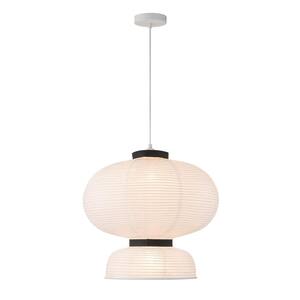 Kateo 1-Light 19.7 in. W White Pendant Light Lantern Dome Pendant with White Paper Shade for Living Room