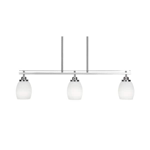 Unbranded Monroe 3-Light Brushed Nickel, Billiard Light, Any room with 5 in. White Matrix Glass Shades no bulbs included