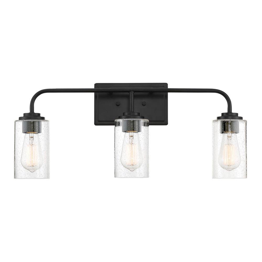 Matte Black 24.5" Dimmable Outdoor Bath Light with Clear Glass Shades