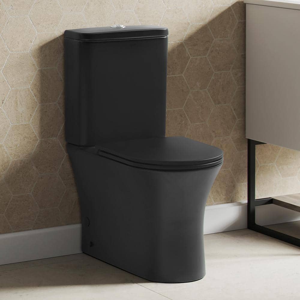 Calice 2-piece 1.28 GPF Dual Flush Elongated Rear Outlet Toilet in Matte Black, Seat Included price history on PriceWatchPro