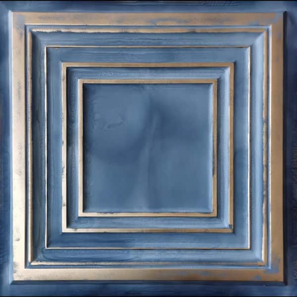 FROM PLAIN TO BEAUTIFUL IN HOURS Washington Square Smoked Gold 2 ft. x 2 ft. PVC Glue Up or Lay In Faux Tin Ceiling Tile (100 sq. ft./case)