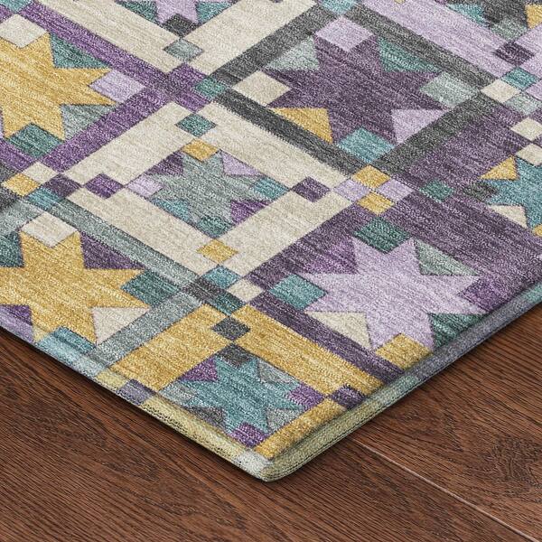 Mayfield Premium Machine Washable Abstract AMF2553 Purple 10 ft. x 14 ft. Area Rug
