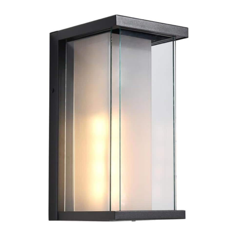 12.6 in. 1-Light Black Rectangular Dusk to Dawn Outdoor Wall Sconce for House, Porch, and Garage(Set of 2) price history on PriceWatchPro