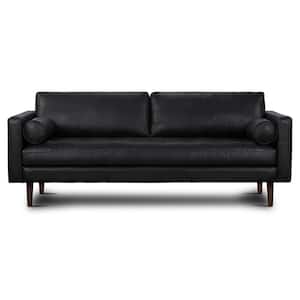 Napa 89 in. Square Arm 3-Seater Sofa in Onyx Black