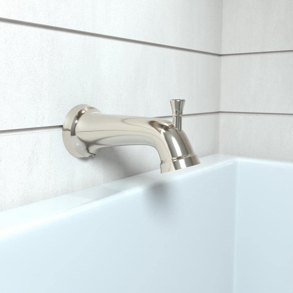 Polished Nickel Wall Mounted Tub Spout with Diverter