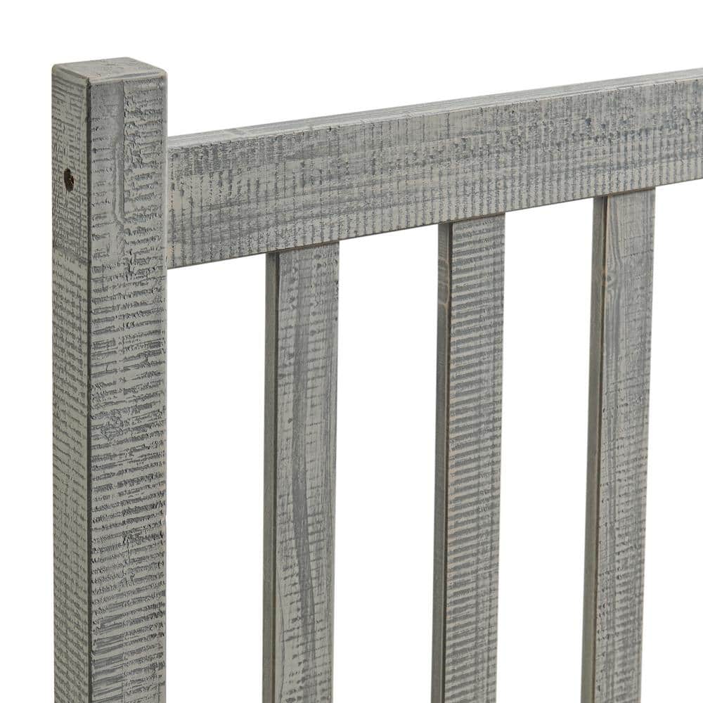 Windsor Driftwood Gray Twin Pine Wood Bed with Slats and Headboard
