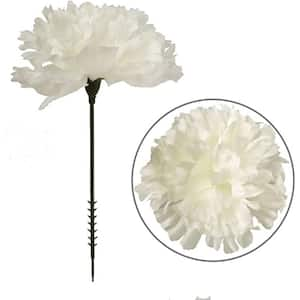 7" Artificial Candle White Silk Carnation Picks (100 Pack)