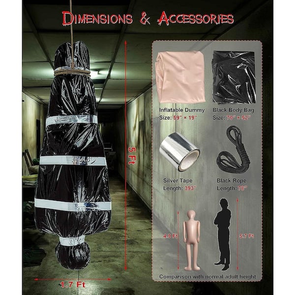 5 ft. Hanging Corpse Prop with Realistic Haunted House Design for Outdoor Halloween Yard Decoration (1-Pack)