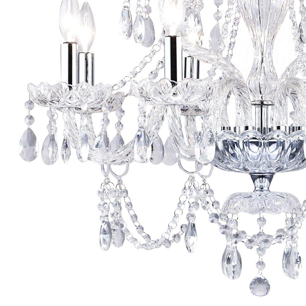 Chrome Mini Plug-in Candle Chandelier with Crystal Accents
