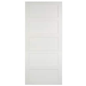 Expressions 37 in. x 84 in. Solid White Primed Unfinished 5-Panel MDF Barn Door Slab