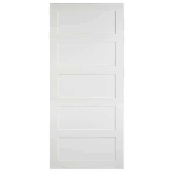 Evermark Expressions 37 In X 84 In Solid White Primed Unfinished 5 Panel Mdf Barn Door Slab Bndrx Std5p The Home Depot