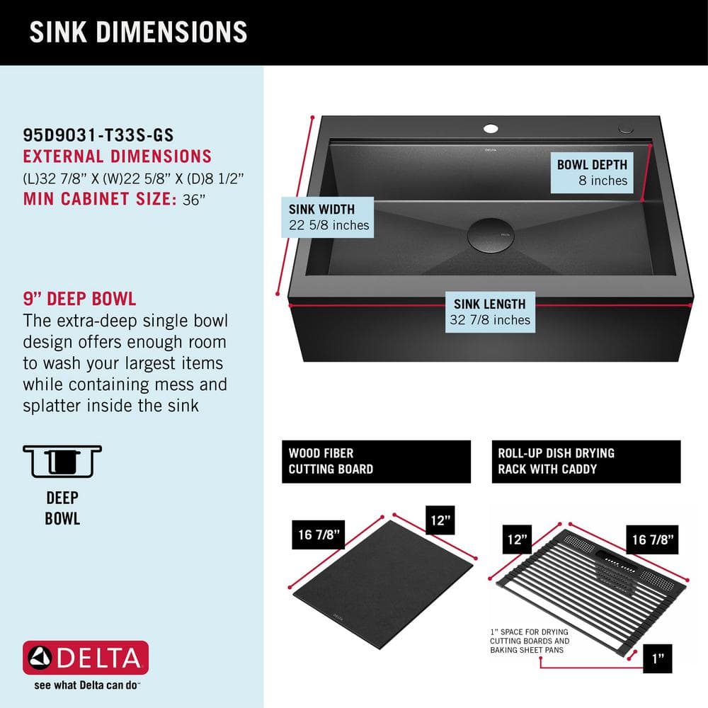 Black Stainless Steel Farmhouse Apron Front Single Bowl Sink