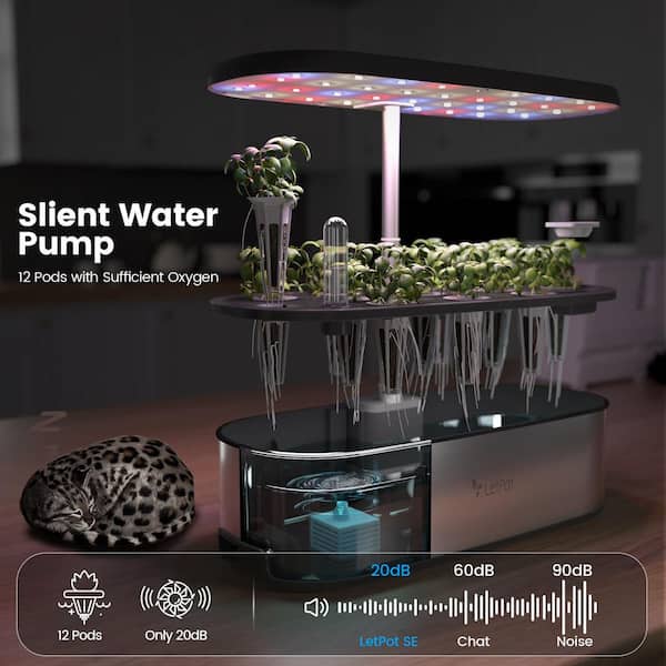 LetPot 5.5L Smart Indoor Garden Hydroponics Growing System with 12 Pods, APP and WiFi-Controlled