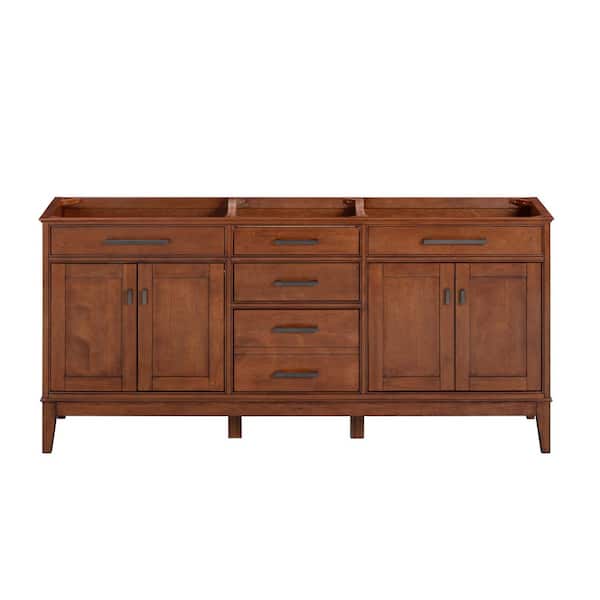 Madison 72 in. W x 21 in. D x 34 in. H Vanity Cabinet Only in Tobacco