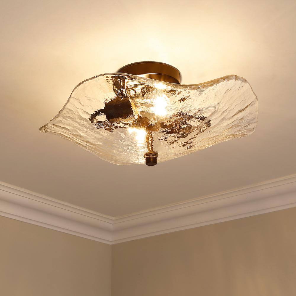 Matte Black Glass Semi-Flush Mount Light Fixture