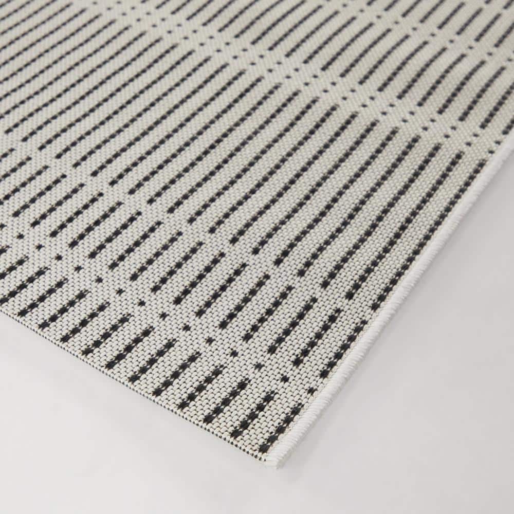 Gray and Beige Synthetic Flat Woven Stripe Rug 7'10" x 10'