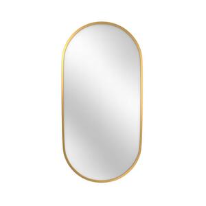 36 in. W x 18 in. H Oval Framed wall mount Bathroom Vanity Mirror with Non-Rusting Aluminum in Gold