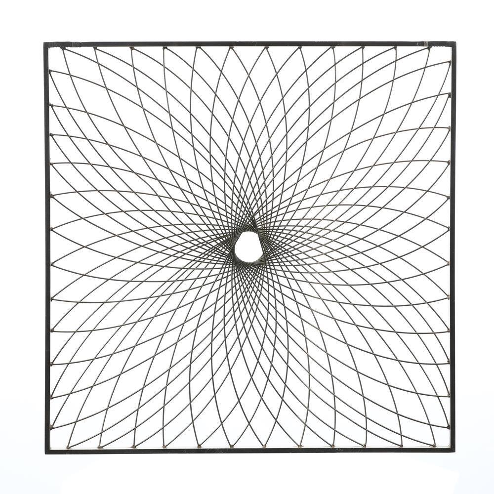 24" Gold Iron Spiral Flower Square Wall Sculpture