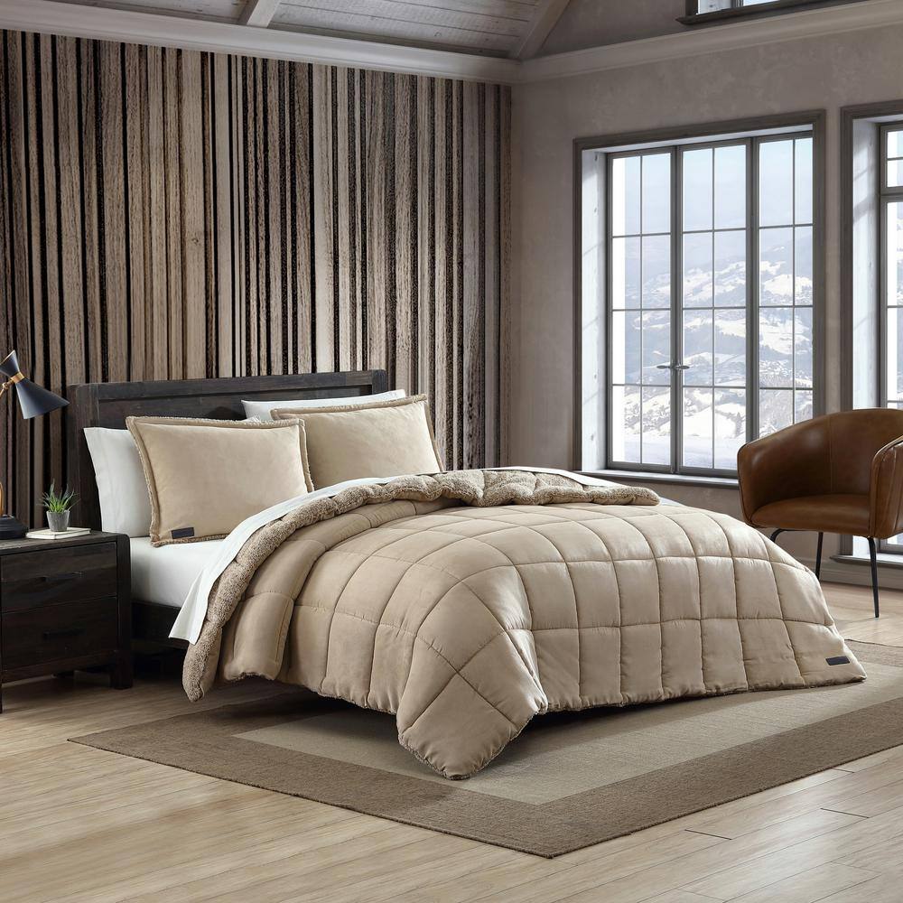 Twin Brown Reversible Microfiber Comforter and Sham Set