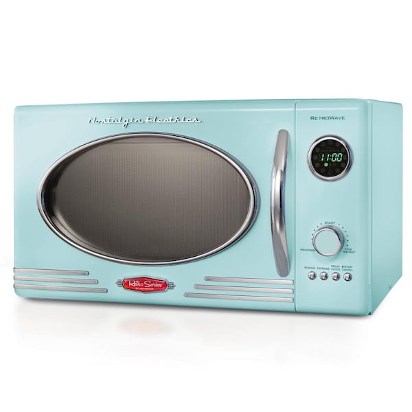 Nostalgia 0.9 cu. ft. Countertop Microwave Oven in Aqua