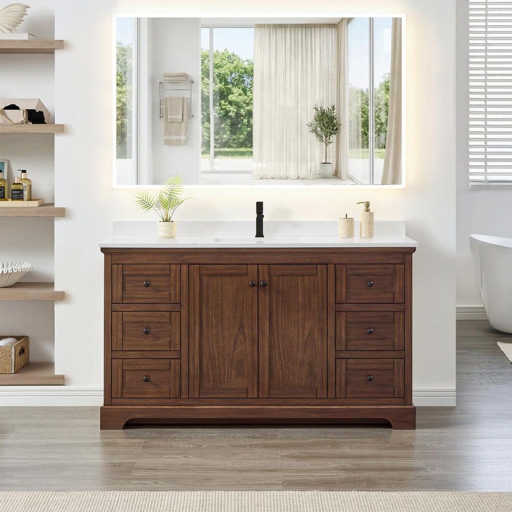 Avery 60 in. Single Freestanding Dark Walnut Bath Vanity with Giotto Quartz Top price history on PriceWatchPro