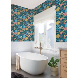 Dream Garden Teal Peel and Stick Wallpaper