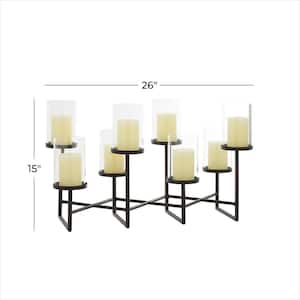 15 in. Black Metal Candelabra with 8 Candle Capacity