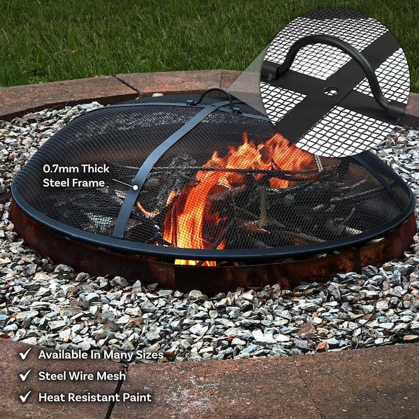 PSY-ON ORIGINAL SOFVI “WHOLE burn freely Sunnydaze Black Cross Weave 36 in. x 24 in. Round Steel Wood