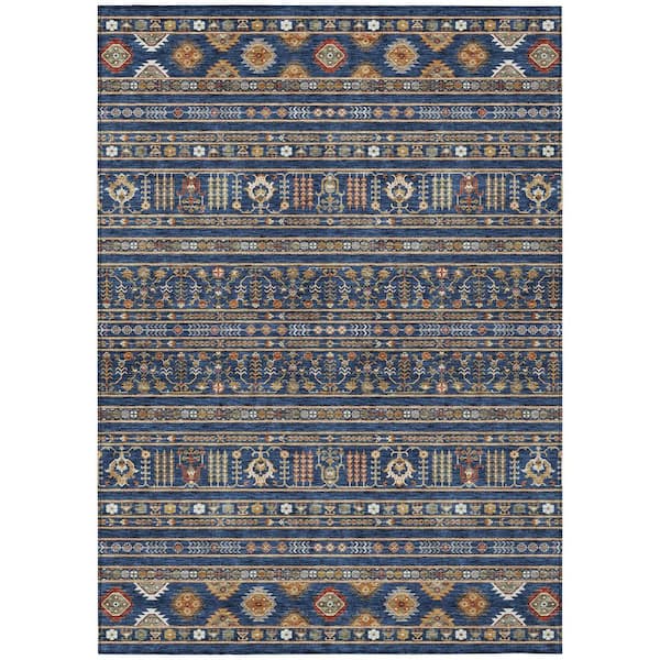 Chantille Machine Washable Indoor/Outdoor Abstract ACN2244 Navy 9 ft. x 12 ft. Area Rug