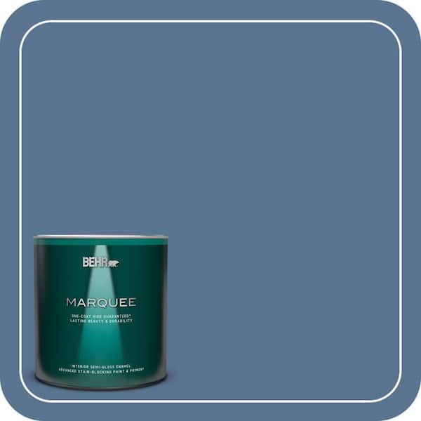 BEHR MARQUEE 1 qt. #PPU14-18 Laguna Blue One-Coat Hide Semi-Gloss Enamel Interior Paint & Primer
