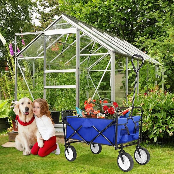 AUTMOON 3 cu. ft. Steel Garden Cart, Blue