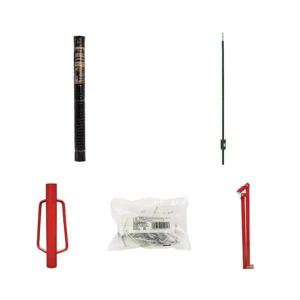 7 ft. x 100 ft. Deer Netting, 8 ft. T-Post, Post Driver, Clips, Puller Combo