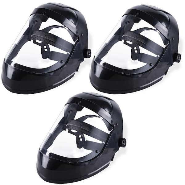 OSFM, Black, Full Face Protector Shield, Reusable Safety Face Shields (3-Pack)