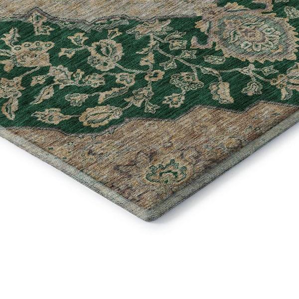 Mayfield Premium Machine Washable Abstract AMF1151 Emerald 10 ft. x 14 ft. Area Rug
