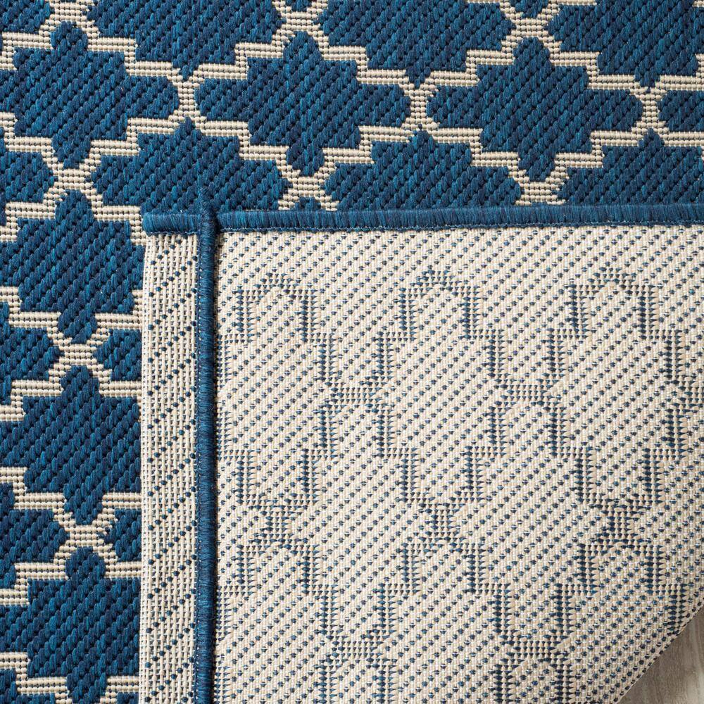 Navy and Beige Trellis Indoor/Outdoor Synthetic Area Rug