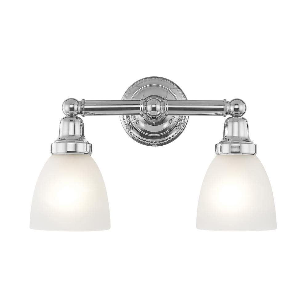 Polished Chrome 2-Light Vanity with Satin Opal Glass