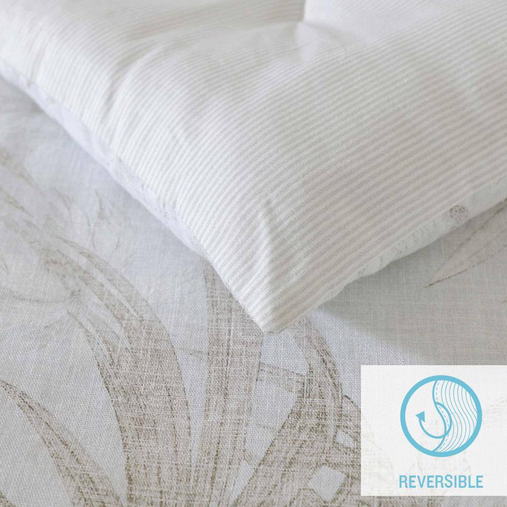 Beachway Blooms King Gray Cotton Duvet Cover Set