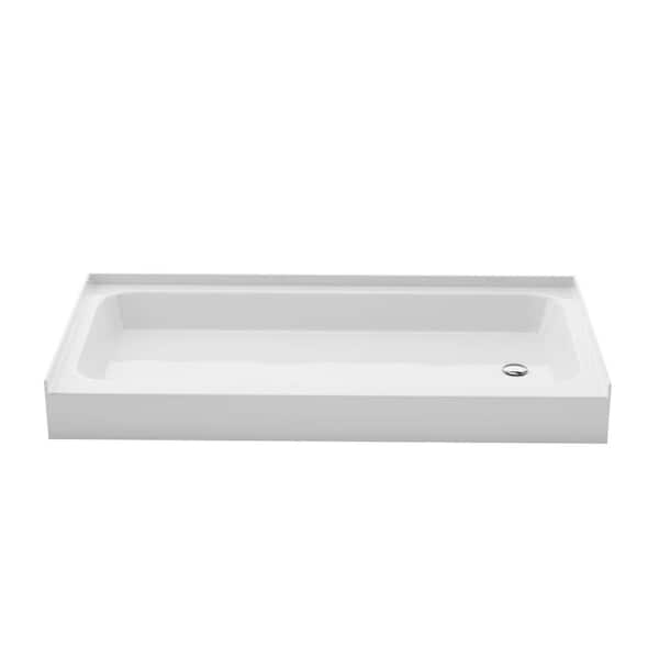 Voltaire 60 in. L x 30 in. W Alcove Shower Pan Base with Right Drain in Glossy White